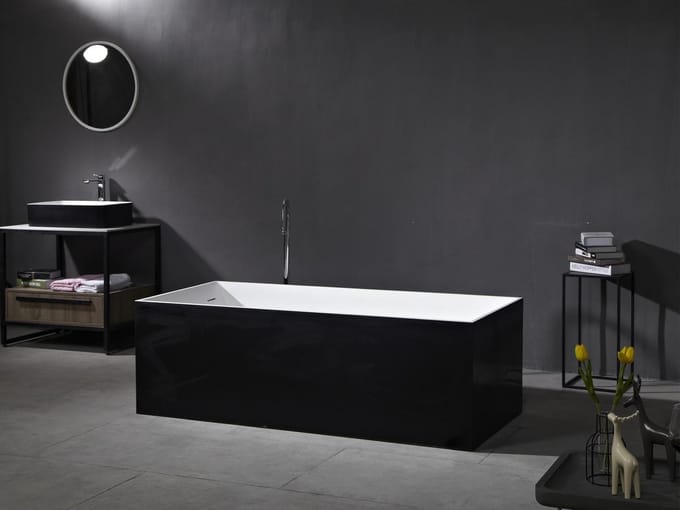 Mawialux vrijstaand bad - 170x73cm - Solid surface - Wit-zwart