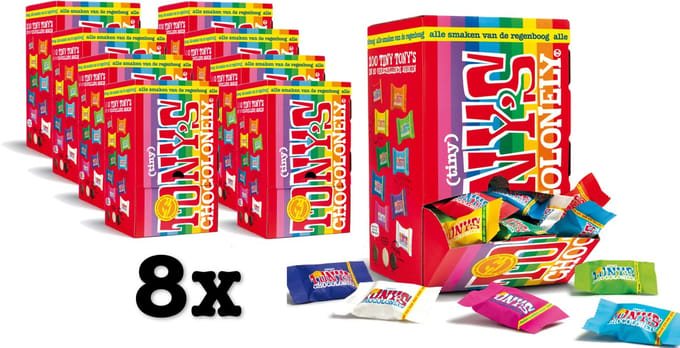 Tony's Chocolonely - Chocoladecadeau - Tiny Tony's - Chocolade Mix - Verjaardag - Fairtrade chocola - 900 gram - 8 stuks