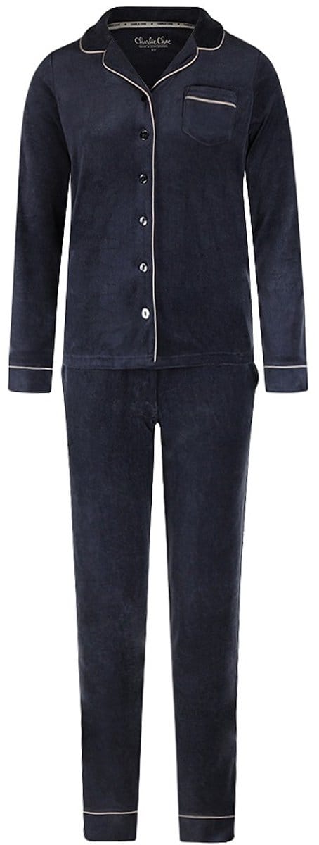 Charlie Choe Dames Homewear Set Velours O57148-38 navy navy-M