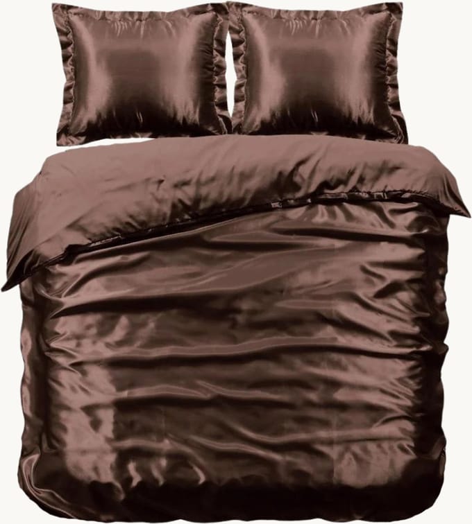 Y-NOT - Satijn uni - Dekbedovertrek - Polyester - Eenpersoons - 140X200/220 cm - Bruin