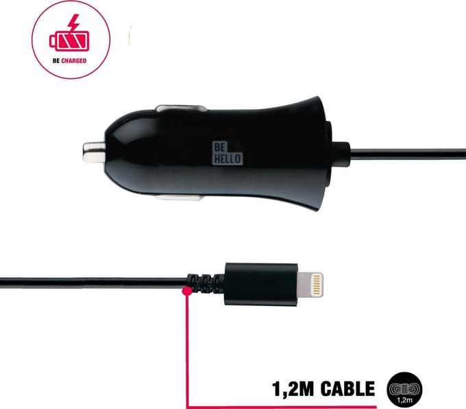 BeHello Car Charger Wired Lightning 1.2m 1A Black