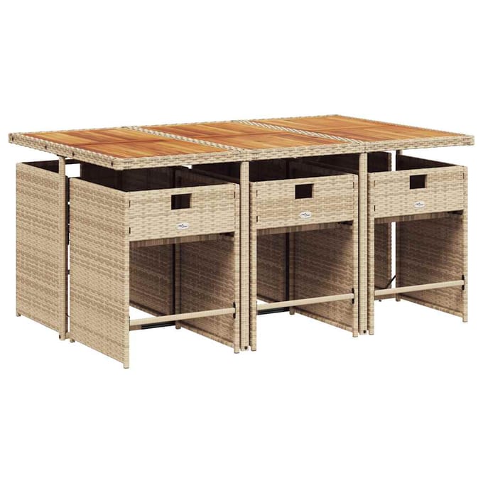 vidaXL - 7-delige - Tuinset - met - kussens - poly - rattan - beige
