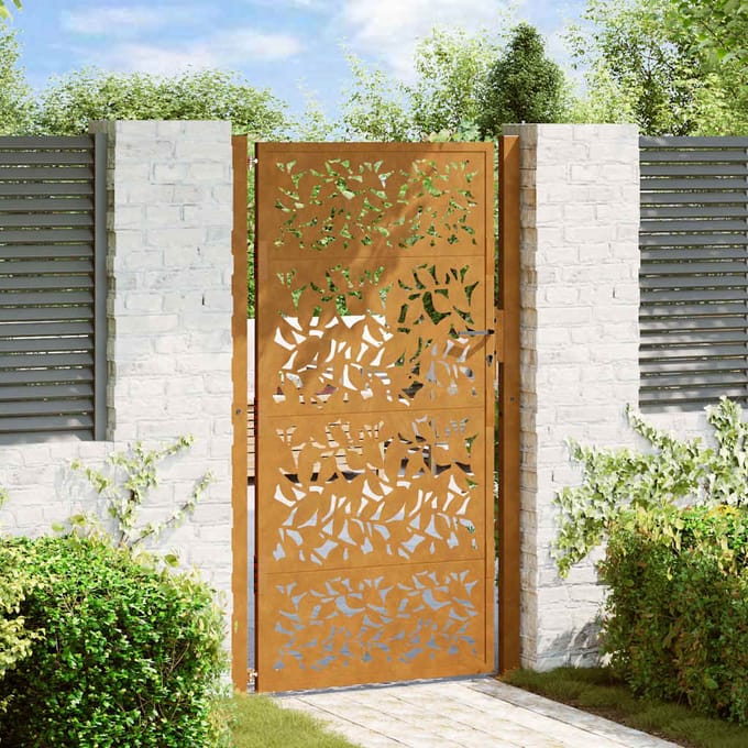 Portail de jardin 100x200 cm Acier résistant aux intempéries Design Feuille