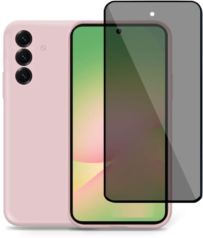 Technow hoesje + Privé Screenprotector geschikt voor Samsung A56 / A36 – Privacy Tempered Glass - Back Case Cover Roze