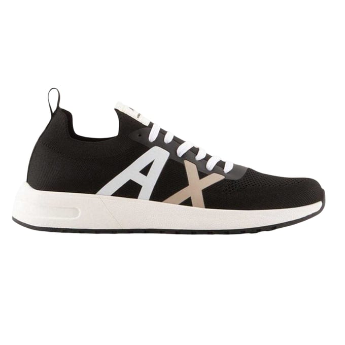 Armani Exchange Heren Logo Trainers (Zwart, Wit)