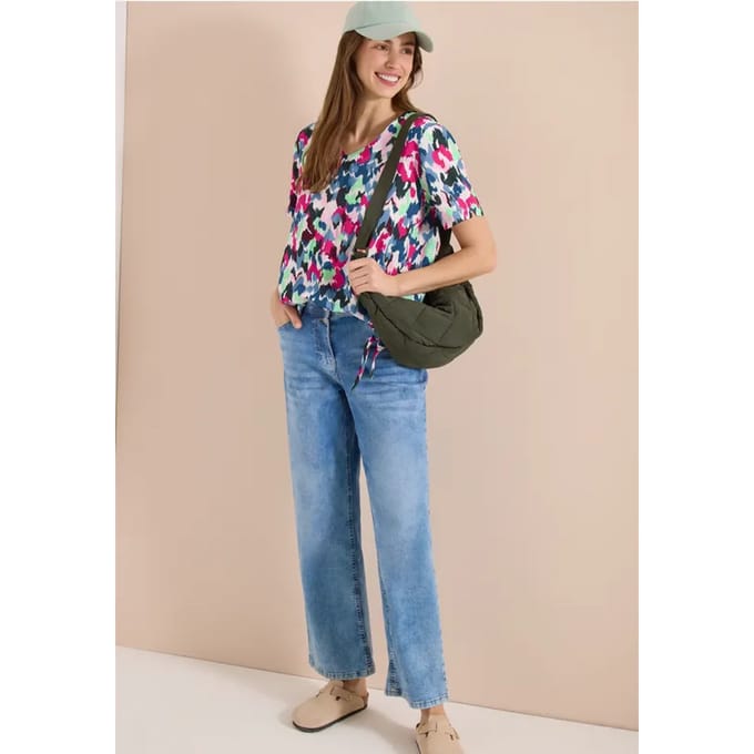Blouse shirt met V-hals en knoop