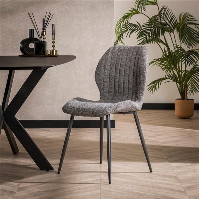 Set van 4 Eetkamerstoelen Bouclé Chantal Beige