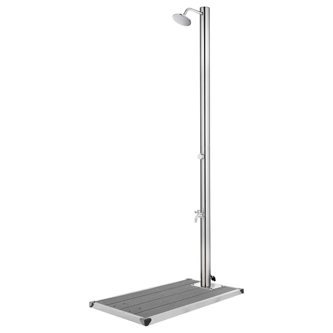 vidaXL - Buitendouche - met - grijze - basis - 220 - cm - roestvrij - staal