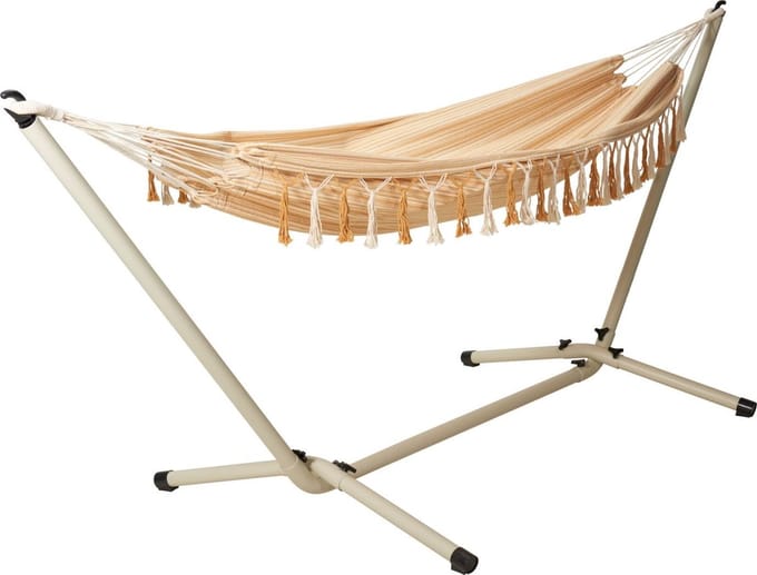 Relaxwonen - Hangmat - Inclusief Frame - Model Dion - Beige/Oker Gestreept