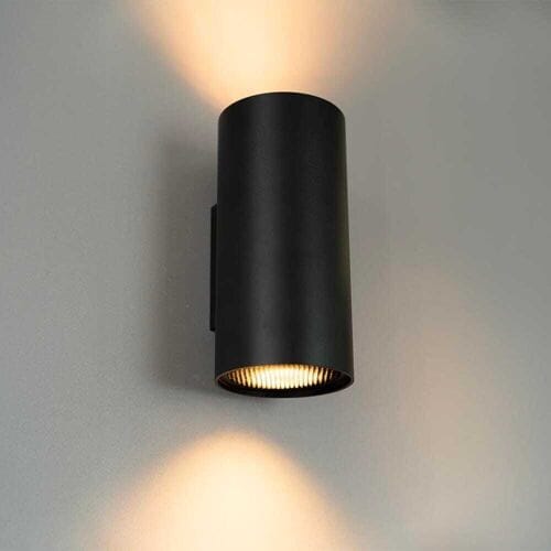 HOFTRONIC – Giove nova wandlamp rond – Dimbaar – Up and downlight – Mat zwart aluminium – GU10 fitting – IP20 – Binnengebruik