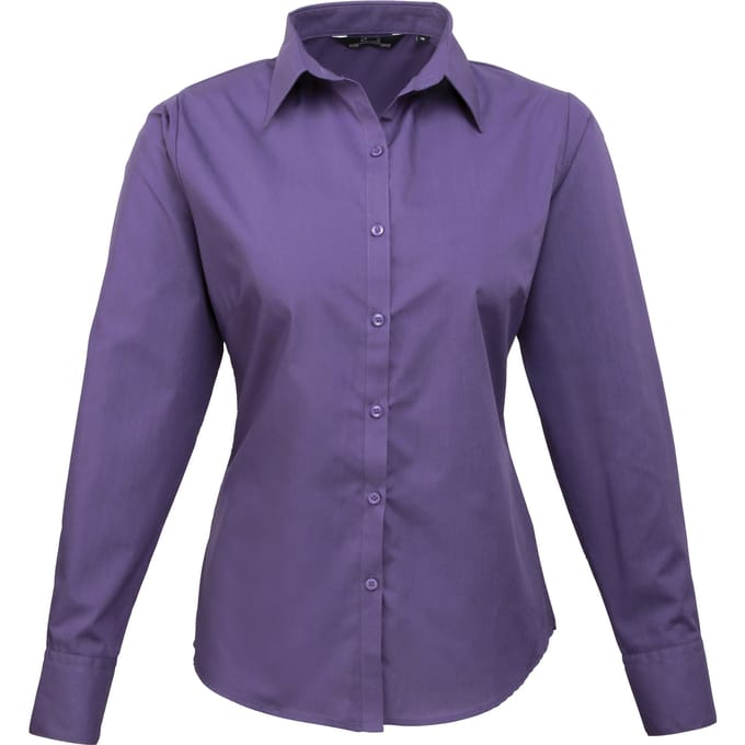 Premier Dames/Dames Popeline Blouse met Lange Mouwen (Paars)