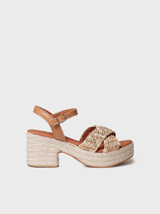 Espadrilles met open teen en brede hak voor dames | Athene