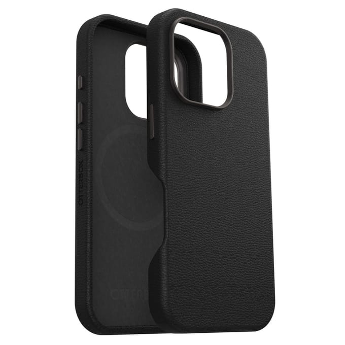 OtterBox Symmetry Cactus leren Backcover met MagSafe voor de Apple iPhone 16 Pro - Noir Ash