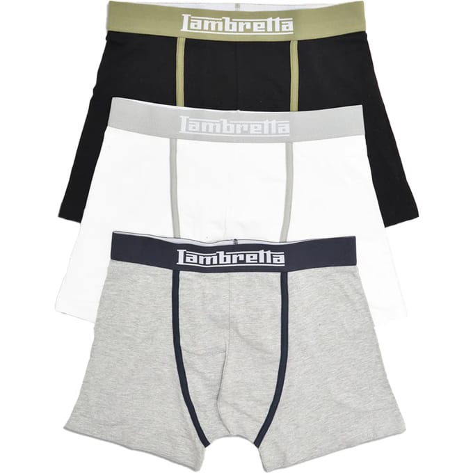 Lambretta Heren Classic Boxershorts (Set van 3) (Zwart/Grijs/Wit)