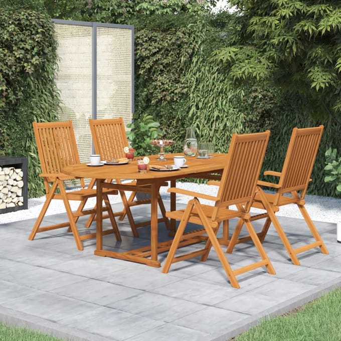 vidaXL - 5-delige - Tuinset - massief - acaciahout - 150-200 - cm