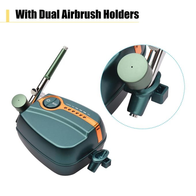 Multifunctionele Airbrush Kit met Compressor Handheld Air Brush Set Dual-Action 5-niveaus Verstelbaar US Plug groen