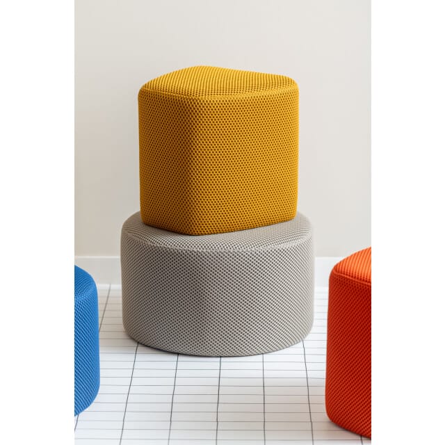 Leitmotiv - Poef Retro Mesh Rond - Grijs - 50x50x30 cm