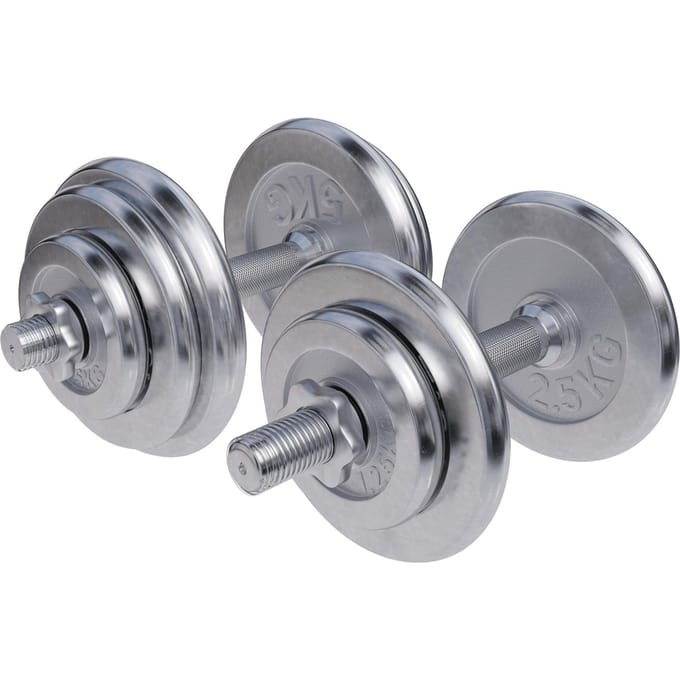 Gorilla Sports Set Dumbells 30 kg - Halterset - Chroom - 30 mm - Dumbbell