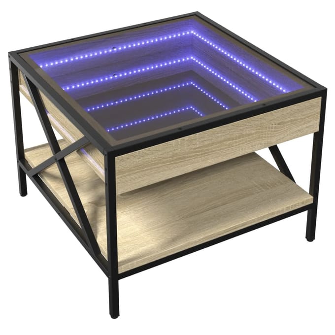 vidaXL - Salontafel - met - Infinity - LED - 50x50x38 - cm - sonoma - eikenkleurig