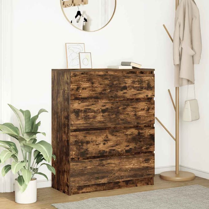 vidaXL - Dressoir - 80x35x99 - cm - spaanplaat - gerookt - eikenkleurig