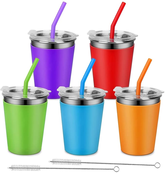 Dailygoods- Drinkbeker 350 ml - 5 Stuks Roestvrij Staal - Onbreekbaar
