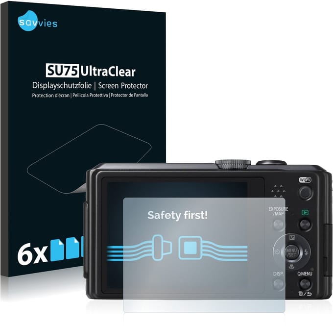Savvies - Screenprotector voor Panasonic Lumix DMC-TZ40 - Folie Beschermfolie transparant 6 Stuks