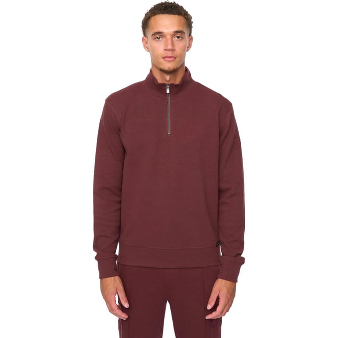 Duck and Cover Heren Slellmoore Kwart Rits Sweatshirt (Wijn)