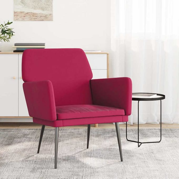 vidaXL - Fauteuil - 62x79x79 - cm - fluweel - wijnrood