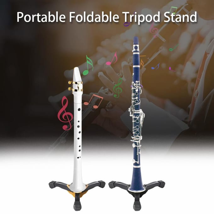 Support Trépied Pliable Portable pour Clarinette Flûte Hautbois Instrument à Vent Support Léger Antidérapant jaune