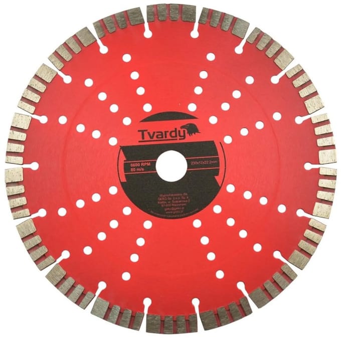 Tvardy Diamantschijf - Segmented - 230 mm - 12 mm Diamantlaag - Voor Harde Materialen