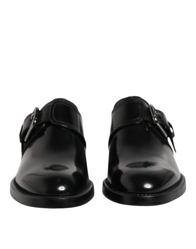 Dolce & Gabbana Zwarte Leren Monk Strap Derby Formele Schoenen