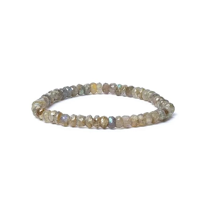 Armband - Labradoriet - Facet - AA Kwaliteit - Elastisch - Sierraad - 0,6 cm - Beschermend