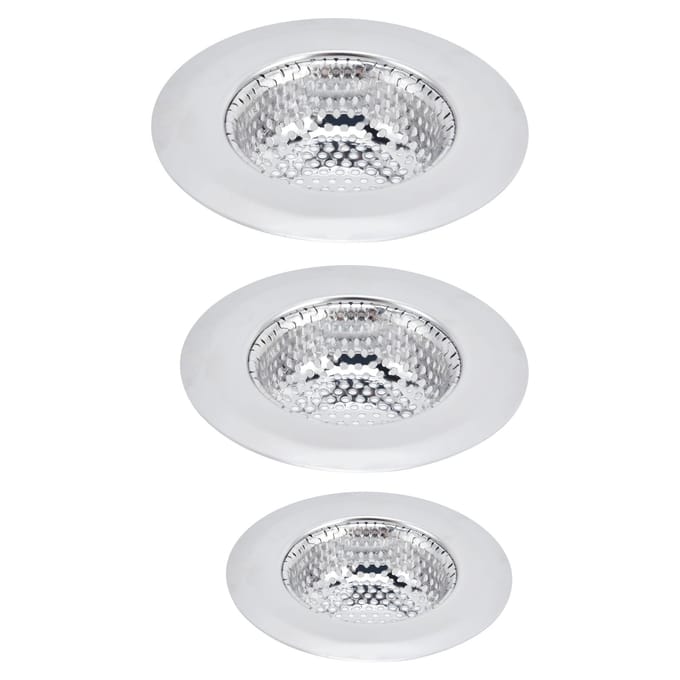 Keukengootsteen Zeef RVS Vloerafvoer Gootsteenafvoer voor Badkamer KeukenL,M,S Set white