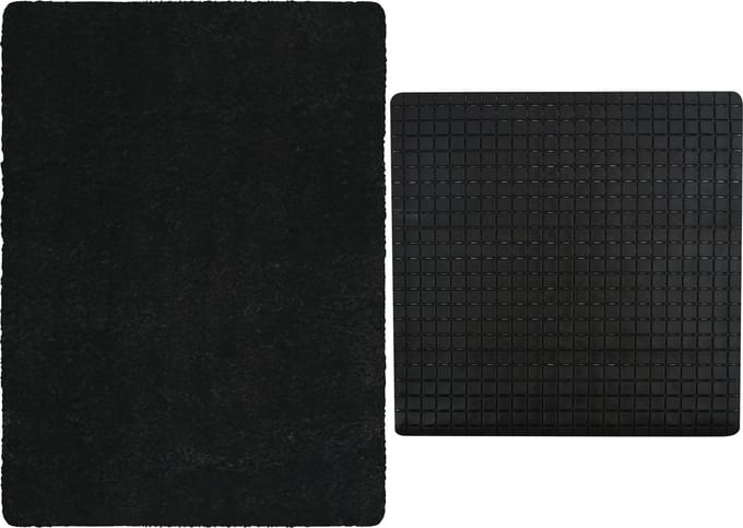 MSV Douche anti-slip/droogloop matten - Venice badkamer set - rubber/microvezel - zwart