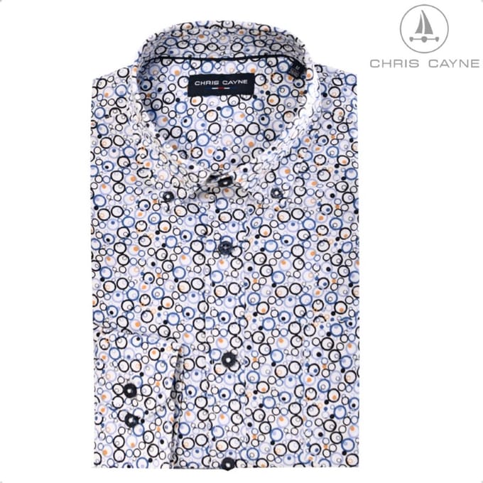 Blouse 1229 wit/zwart rondjes LM Chris Cayne - maat M