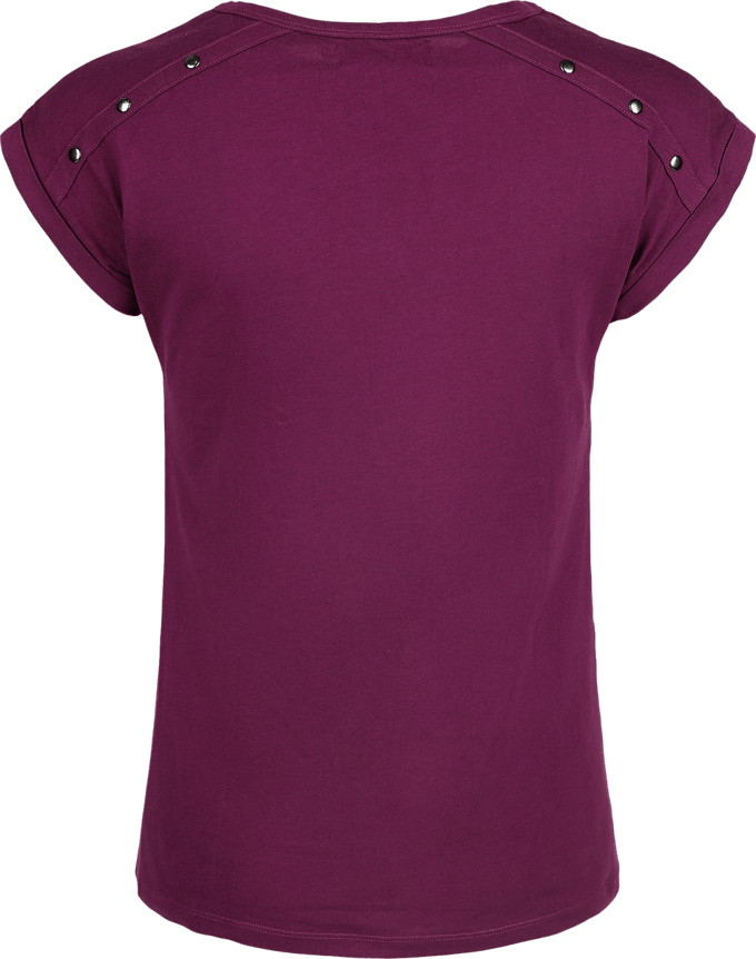 R.E.D. Rock-Engineered Design Paars T-shirt met studs op de schouder - Dames - L