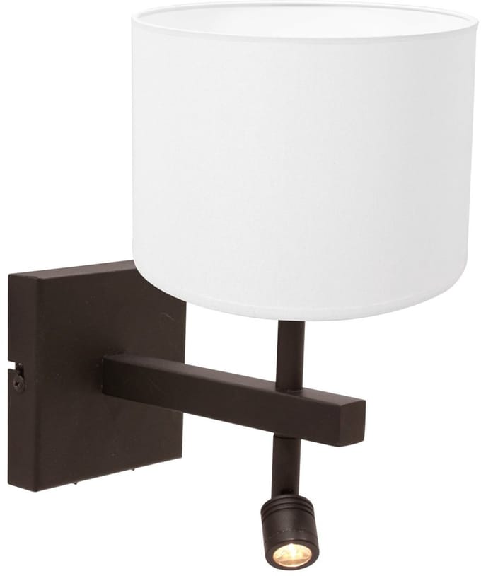 Wandlamp Stang 4871CA Cacao met grof wit linnen kap, draaibaar en kantelbaar, Steinhauer
