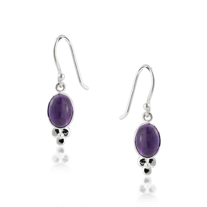 SilverGems Zilveren oorhangers met Amethist edelstenen