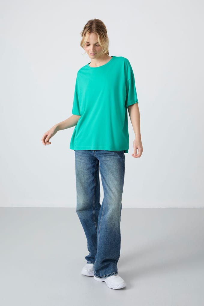 Oversized Katoen-Modal Crew Neck T-Shirt