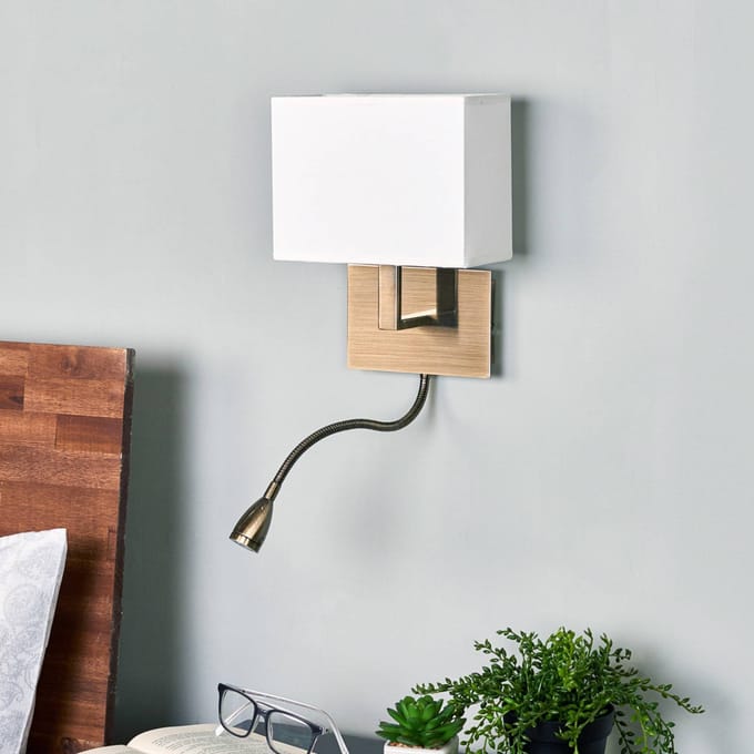 Searchlight HOTEL Slaapkamer Wandlamp met Leeslamp Goud