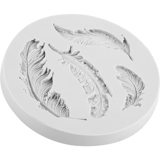 Moule en Silicone DIY Forme Plume pour Décoration de Gâteau Fondant Moule à Chocolat Outil white