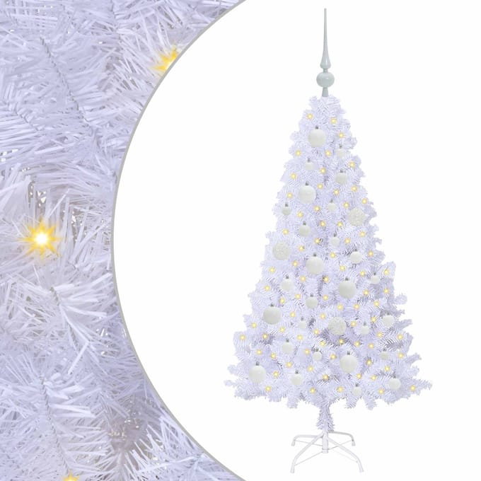 vidaXL Kunstkerstboom Wit 120 cm PVC en staal