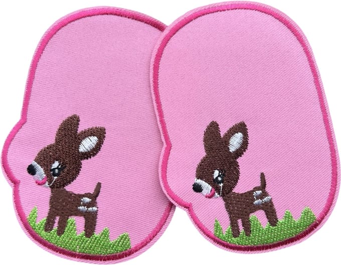 Knie Elleboog Strijk Stukken Patch Set Bambi Hertje 8.2 cm / 11.4 cm / Roze