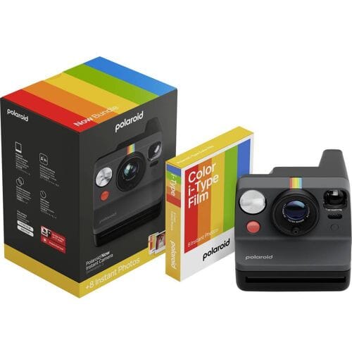 Everything Box Now Gen3 Black Polaroidcamera Zwart Met ingebouwde flitser