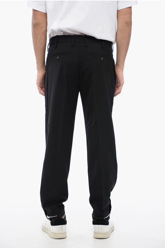 Regular Rise METAL HEM wolmix broek in zwart