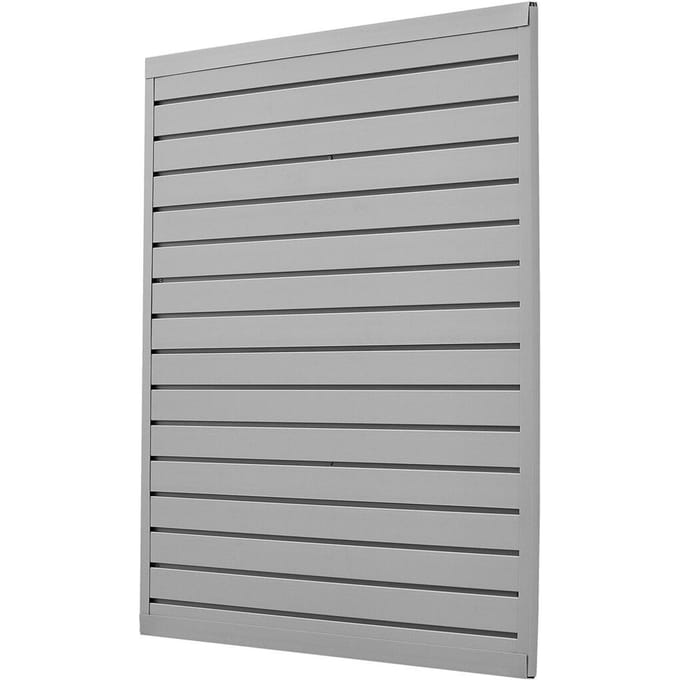 Panneaux Muraux à Lamelles 4 x 4 pi PVC Gris Slatwall de Garage avec Design Modulaire