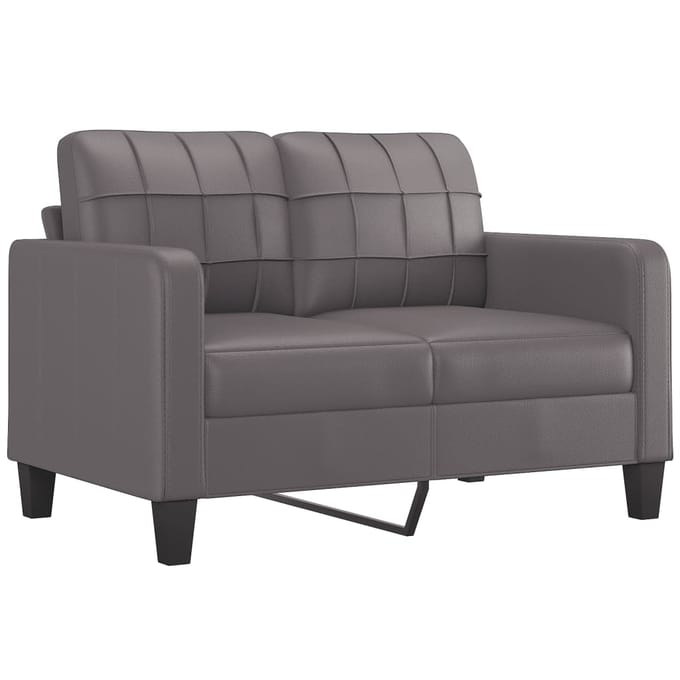 vidaXL - 2-delige - Loungeset - met - kussens - kunstleer - grijs
