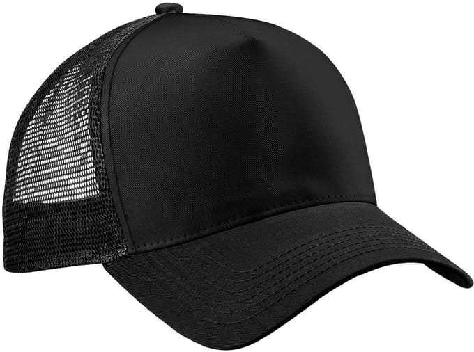 Beechfield Heren Half Mesh Trucker Cap / Hoofddeksel (2 stuks) (Zwart)