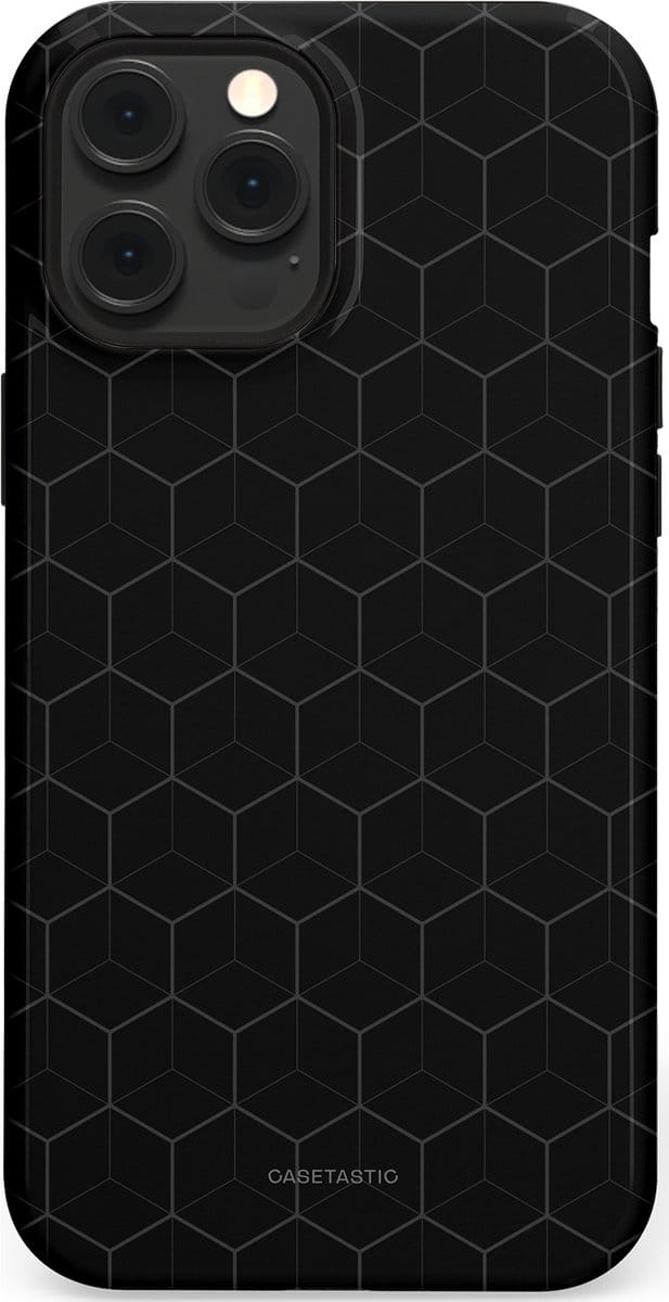 Casetastic hoesje geschikt voor Apple iPhone 12 Pro Max - MagSafe - Dubbellaagse bescherming - Hexago - Fashion Case - Zwart