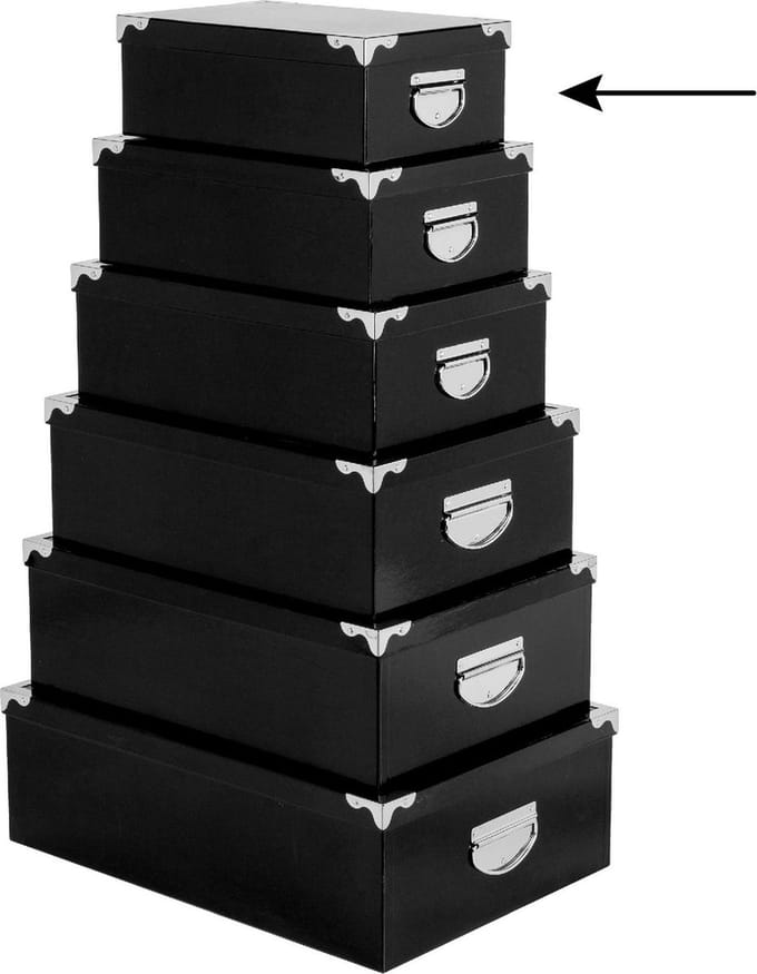 5Five Opbergdoos - opslagbox - zwart - L28 x B19.5 x H11 cm - Stevig karton - Blackbox